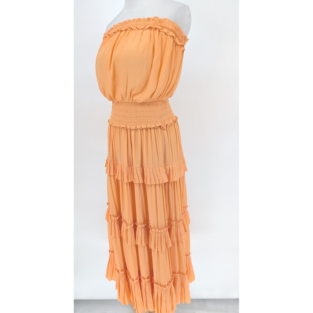 Ramy Brook Natalie Strapless Maxi Dress S Bellini Smocked Tiered Ruffle‎ Boho - Picture 7 of 15